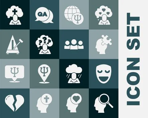 Set Finding a problem, Comedy theatrical mask, Solution to, Psychology, Psi,  Illustrazione stock