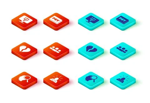 Set Finding a problem, Depression, Broken heart or divorce, Users group Illustrazione stock