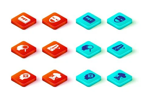 Set Finding a problem, Depression, Metronome with pendulum, Comedy theatrical Illustrazione stock