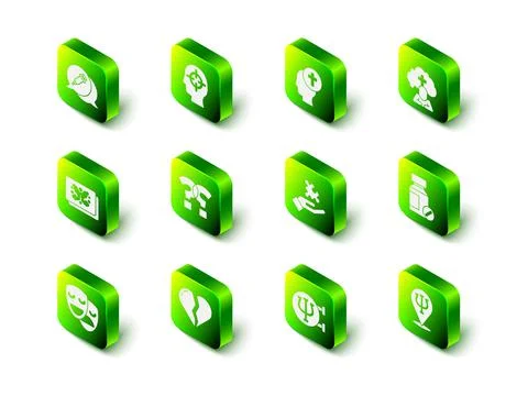 Set Finding a problem, Man graves funeral sorrow, Sedative pills, Psychology Illustrazione stock