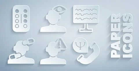Set Finding a problem in psychology, Encephalogram, Sedative pills, Online Stock Illustration