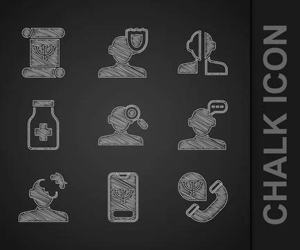 Set Finding a problem in psychology, Online psychological counseling, Solut.. Illustrazione stock