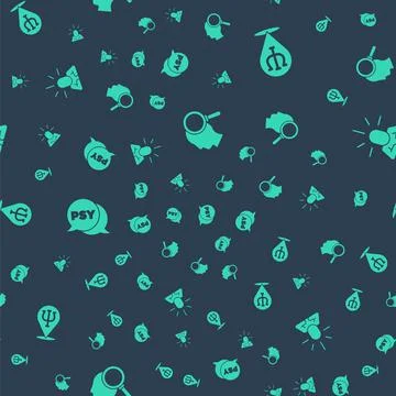 Set Finding a problem, Psychology, Psi, and Depression on seamless pattern Illustrazione stock