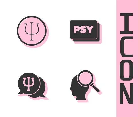 Set Finding a problem, Psychology, Psi, and icon. Vector Stock Illustration