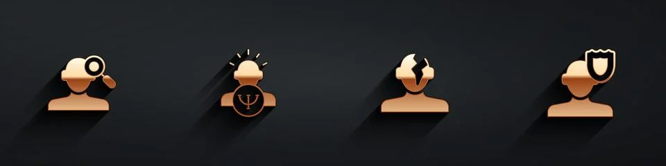 Set Finding a problem in psychology, Psychology, Solution and  icon with lo.. Stock Illustration