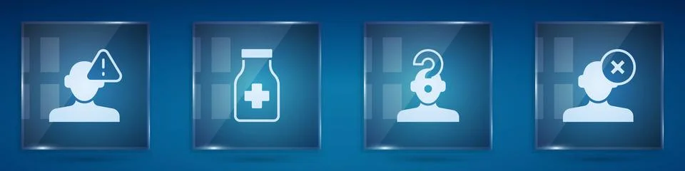 Set Finding a problem in psychology, Sedative pills, Human with question ma.. Illustrazione stock