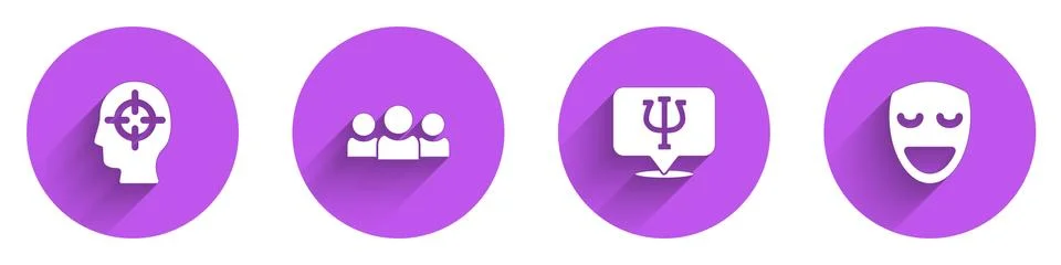 Set Finding a problem, Users group, Psychology, Psi and Comedy theatrical mask Illustrazione stock