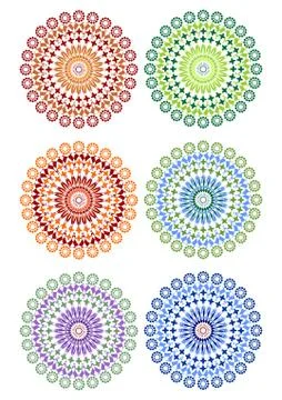 A set of fine circle patterns in different color variants Stock Illustration