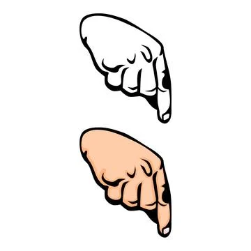 Set of finger illustrations pointing down Stock Illustration