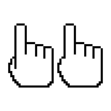 Set of finger pixel icon, web cursor click mouse symbol, computer pointer vec Illustrazione stock