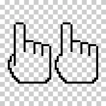 Set of finger pixel icon, web cursor click mouse symbol, computer pointer vec Illustrazione stock
