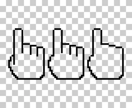 Set of finger pixel icon, web cursor click mouse symbol, computer pointer vec Illustrazione stock