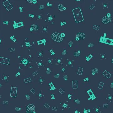 Set Fingerprint, Mobile and face recognition, Voice and door lock on seamless Illustration