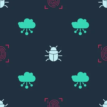 Set Fingerprint, System bug and Internet of things on seamless pattern. Vector イラスト素材