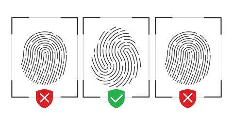 Set of fingerprints . Security access sign.Safety lock. Vector illustration . Stock Illustration
