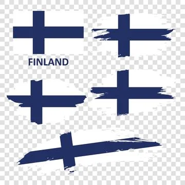 Set of Finland flags painted with a brush Stock Illustration