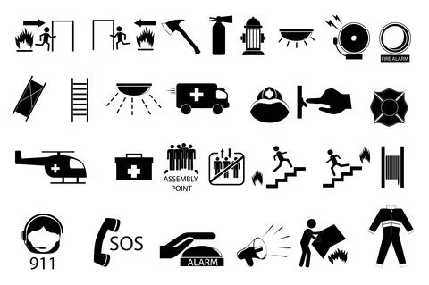 Set of Fire Accident Simple Vector Sign Stockillustratie