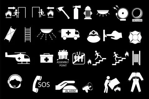 Set of Fire Accident Simple Vector Sign Stockillustratie