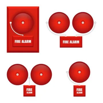Set of fire alarms vector illustration isolated on white background Stock Illustration