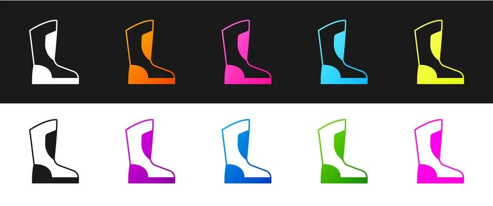 Set Fire boots icon isolated on black and white background.  Vector Illustrazione stock