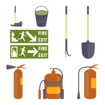 Set of fire equipment. Stock Illustration