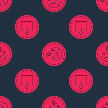 Set Fire exit and Fire flame on seamless pattern. Vector イラスト素材