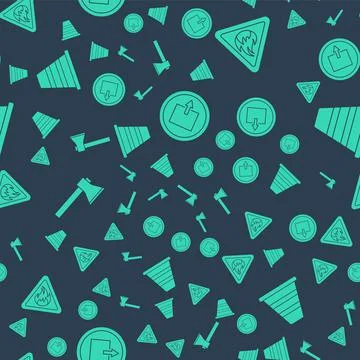 Set Fire exit, Fire flame in triangle, Firefighter axe and Traffic cone on Illustration