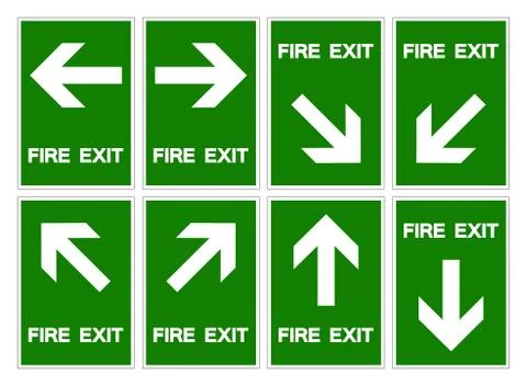 Set Of Fire Exit Symbol Sign ,Vector Illustration, Isolate On White Backgroun Stock Illustration