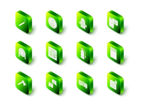 Set Fire flame, hydrant, Phone with emergency call 911, Open matchbox and Stock Illustration