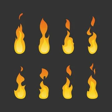 Set of fire flame icons with different shapes Stock Illustration