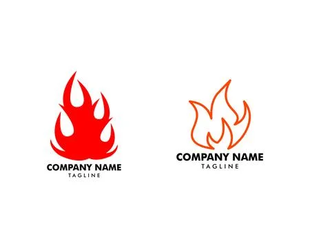 Set of Fire Flame Logo Design Vector Template Stock Illustration