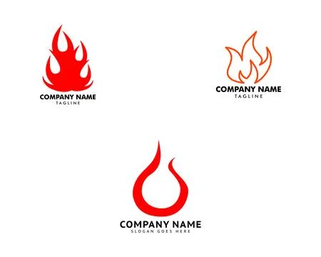 Set of Fire Flame Logo Design Vector Template Stock Illustration