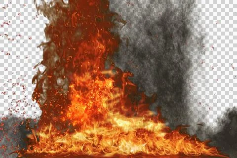 Set of Fire flame on transparent background Stock Illustration