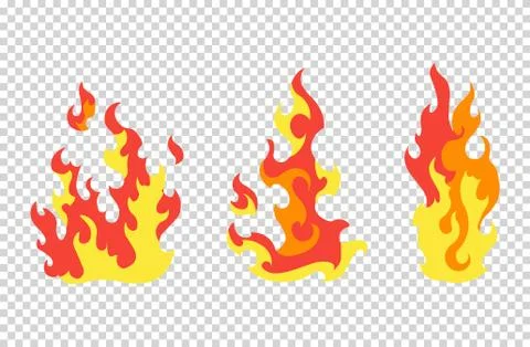 Set fire flames. Cartoon collection of abstract stylized fires. Flaming Stock Illustration