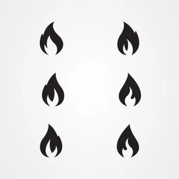 Set of fire flames icon logo vector design Stock Illustration