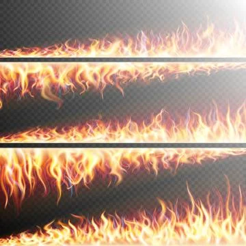 Set of Fire flames on transparent. EPS 10 Illustrazione stock