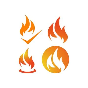 Set of fire flames vector logo design icons elements Stock Illustration