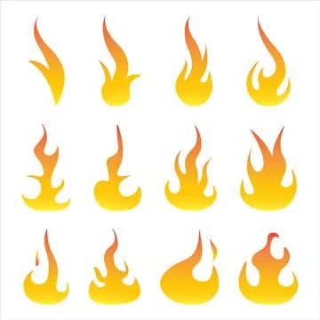 Set of fire flames.Vector bonfire creative elements collection. Hot flame energy 스톡 일러스트