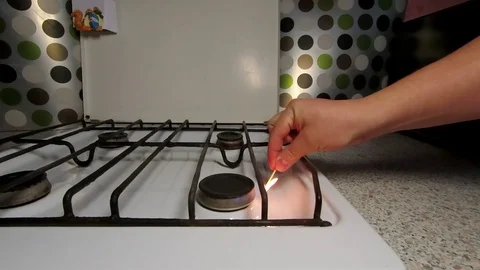 Set fire to gas. Slow motion. Stock Footage 98854247