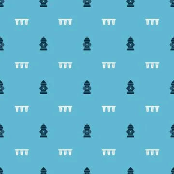 Set Fire hydrant and Water filter on seamless pattern. Vector Stock Illustration