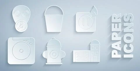 Set Fire hydrant, Electric wiring of socket in fire, Ringing alarm bell Stock Illustration