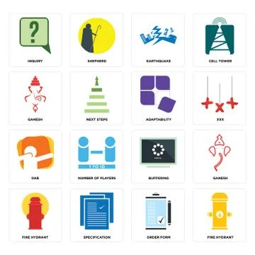 Set of fire hydrant, order form, buffering, dab, adaptability, ganesh, earthq Illustrazione stock gratuita