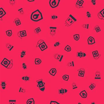 Set Fire hydrant, protection shield, Electric wiring of socket in fire and .. Stock Illustration