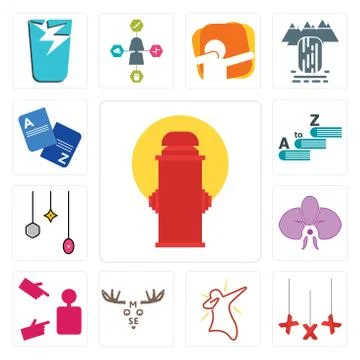 Set of fire hydrant, xxx, dab, moose, advisor, orchid, christmas bulb, vocabu 무료 스톡 일러스트