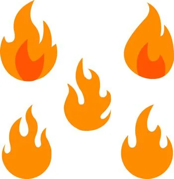 Set of Fire icons in flat style. Group Concept flame, Collection Stock Illustration
