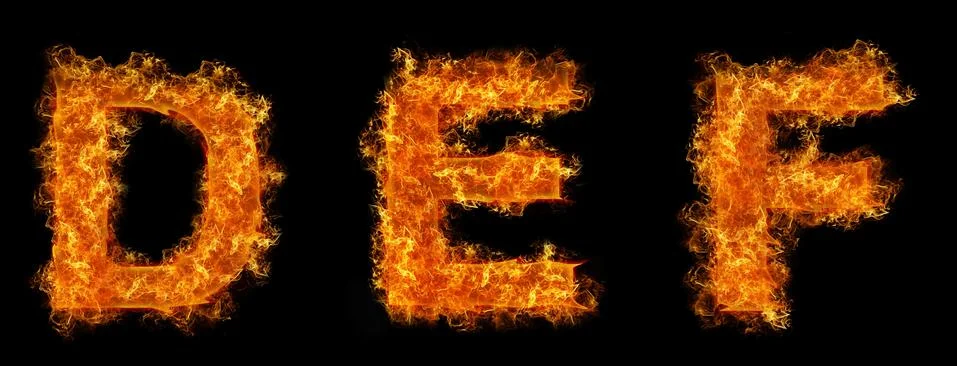 Set of Fire letter D E F Stock Illustration