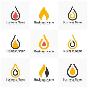 Set of Fire logo vector template, Creative Fire logo design concepts illust.. Stock Illustration