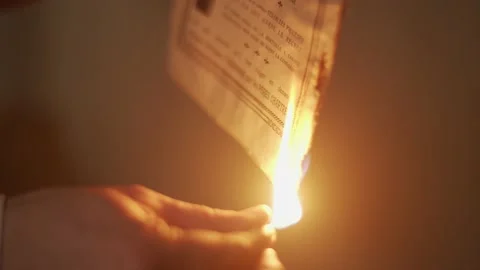 Set Fire To An Old Newspaper Stock Footage 206455810