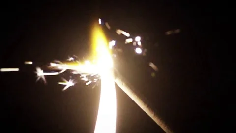 Set fire sparkler flames HD close-up slow motion video black background Firework Stock Footage 70672267