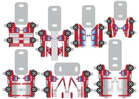 A set of fire trucks. Stock Illustration
